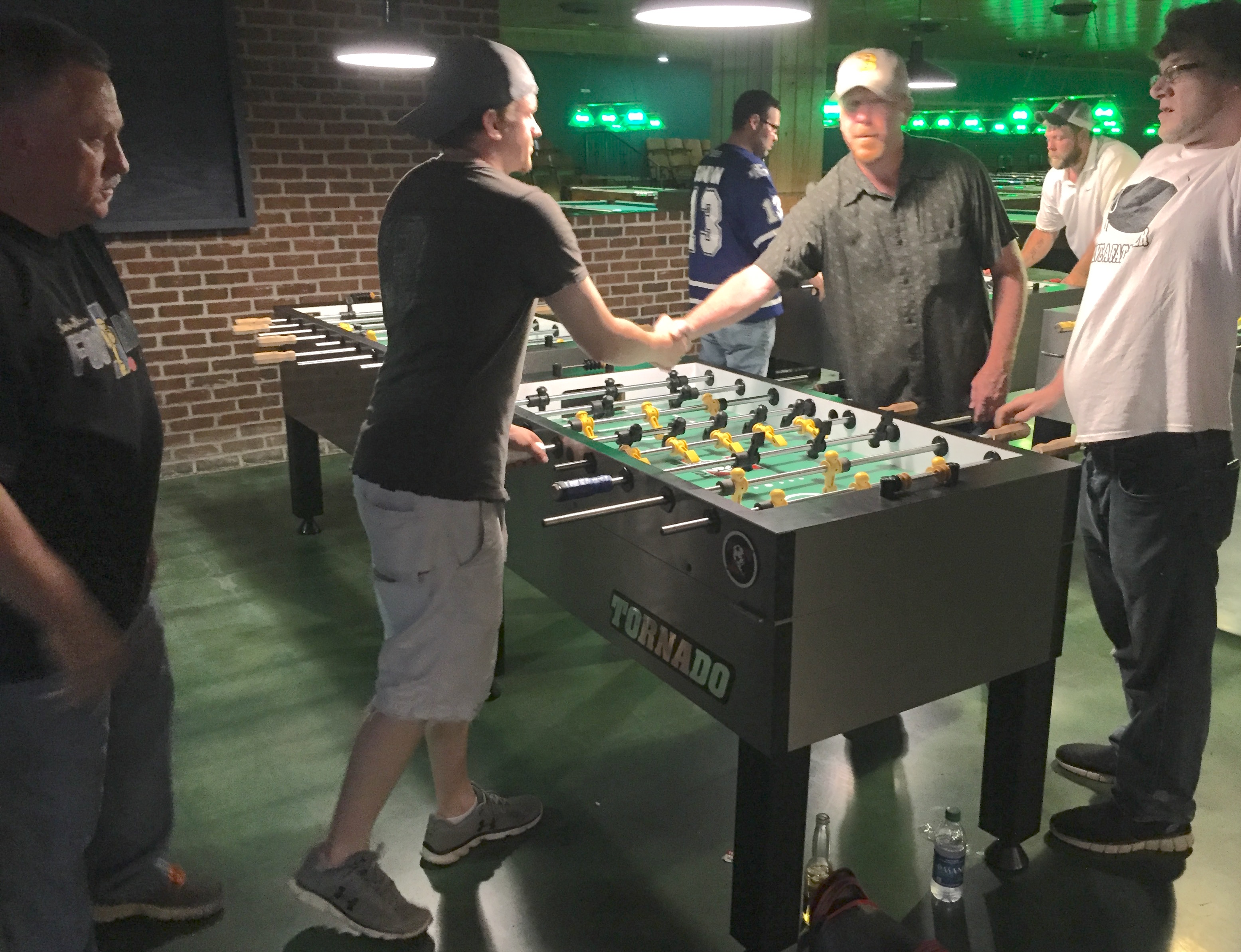  Players Jerry Stewart & Stephen Darby defeat Randy Raposo & Al Widok in this match which gives them the win of what would become the last foosball tournament played at the long-time Alabama Foosball Program tournament location. The Break Restaurant & Billiards of the Five-points South area of Birmingham,AL. closes and the building was demolished in late 2018.