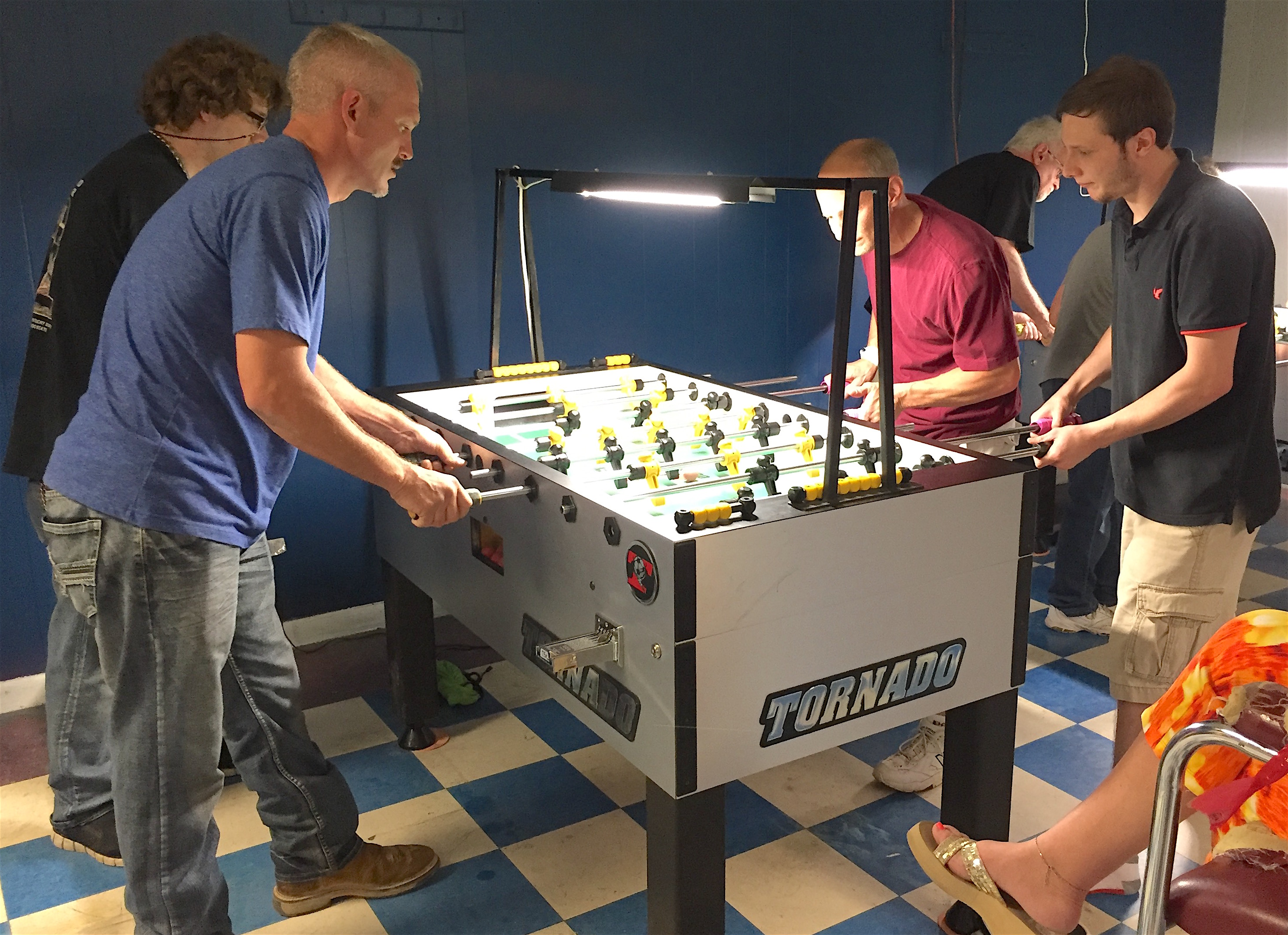 Jeremy Monroe & Lucas Boyd vs the open doubles champs Danny & David Bagwell during this Cullman FoosBash tournament.