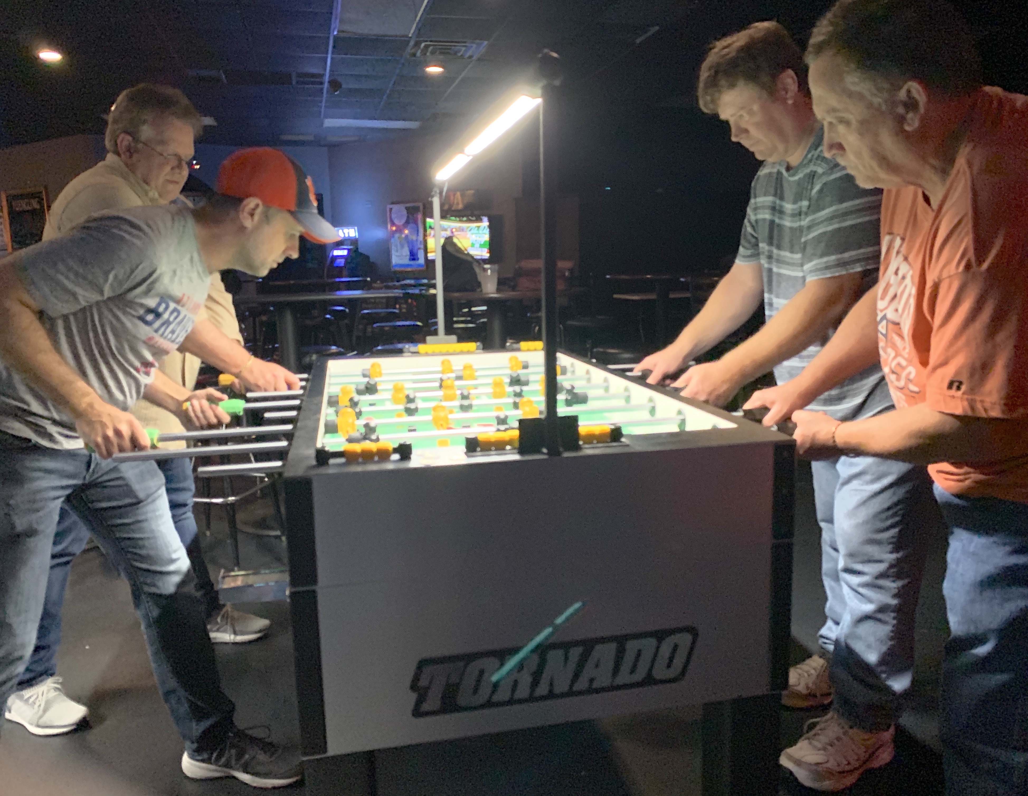  Shown in Madison,AL. playing foosball is Dale Oberhausen, Jon Martin, Dale Moore, and Jerry Stewart November of 2019.