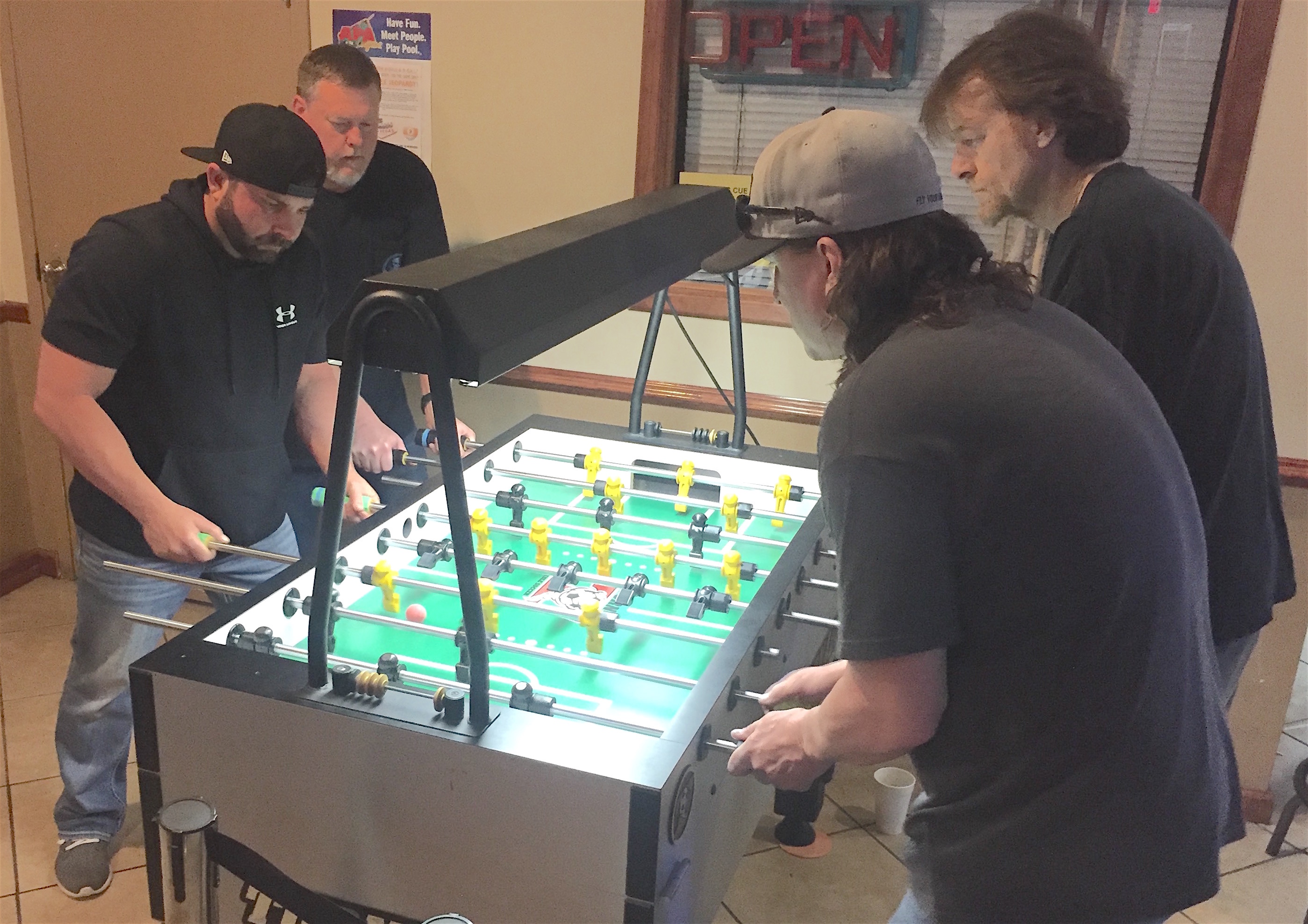 Pictured is players competing in the open doubles final of the 2019 North Alabama Open tournament-Shannon Coley & Keith Bates vs Bruce Stancel & Todd Brooks.