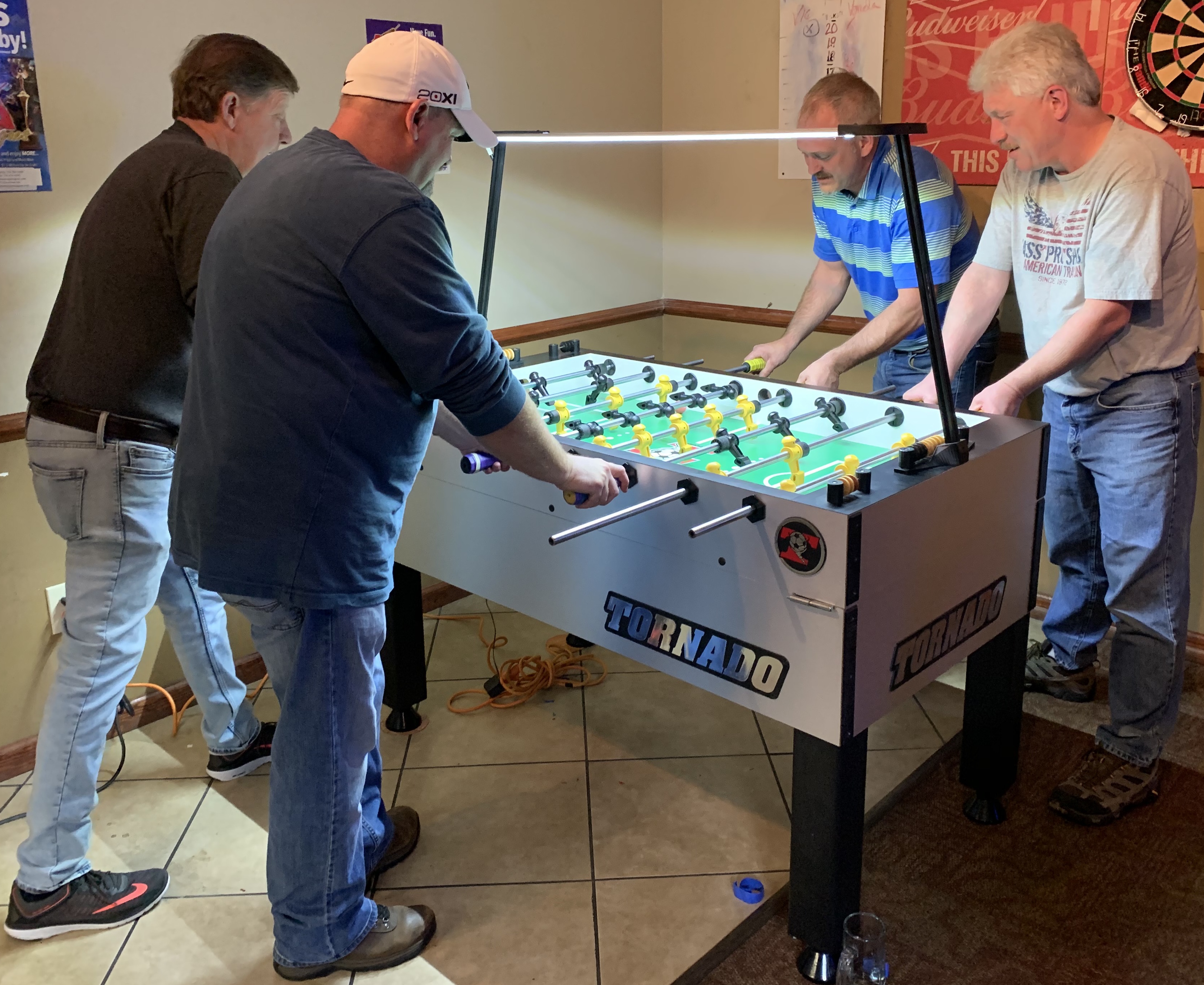 Shown is players competing at the 2020 North Alabama Open at 6 Pockets Bar & Billiards of Decatur,AL. David Burnett & Steve Dodgen vs. Jeremy Monroe & Jim Wiggs.