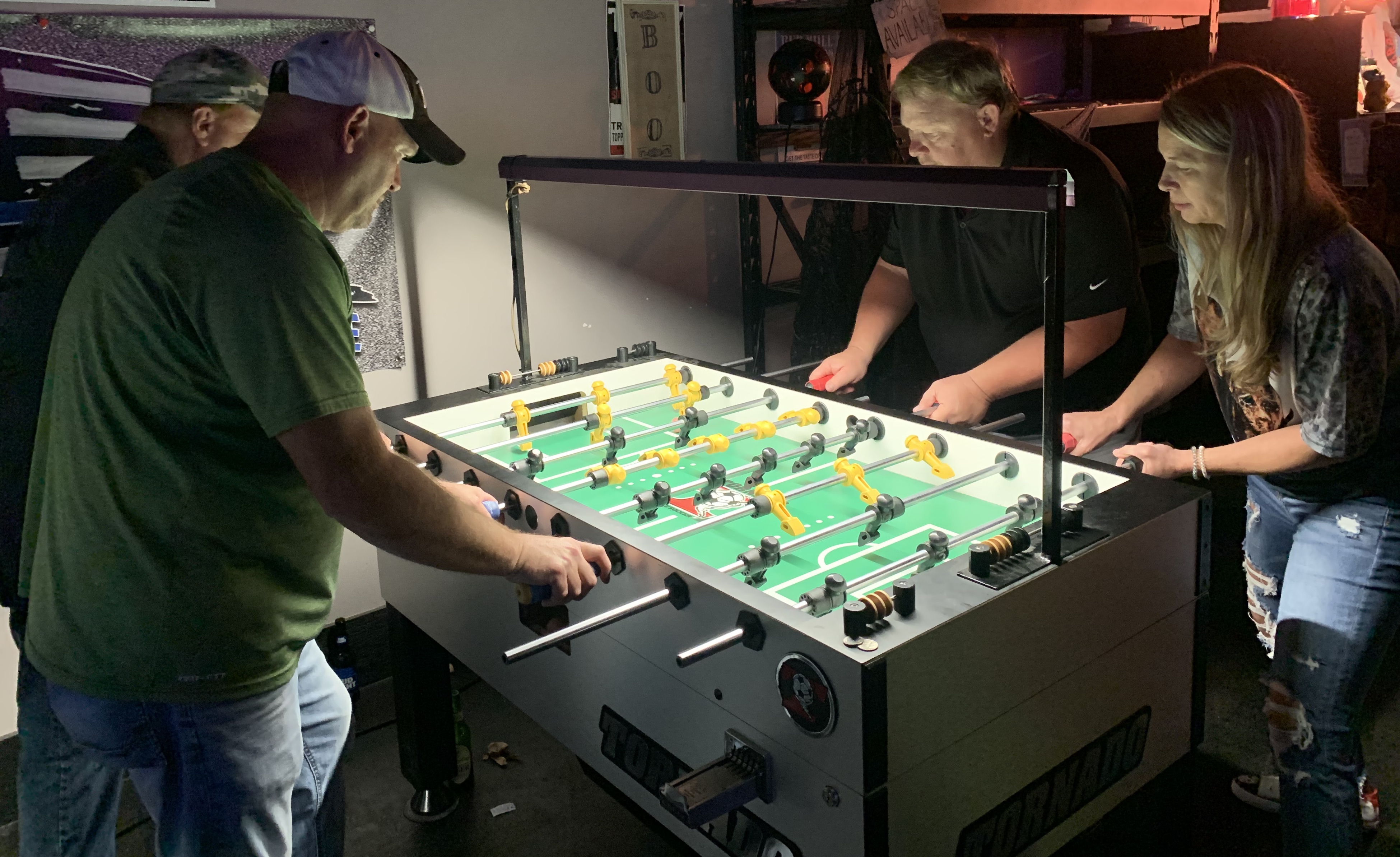 A championship match for the title of the 1st of a series of $200 Added! Foos-Friday events held at VanÕs Bar in Leeds,AL. this October 28 2022. Steve Dodgen & Mike Camp won the tournament while Bill McBurnett & Kelly Parrett were runners-up.