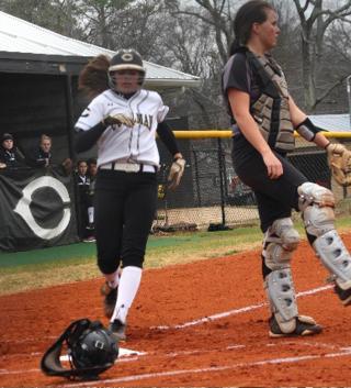 Claire Jenkins scoring during 1st inning verses West Point March 18 at Cullman