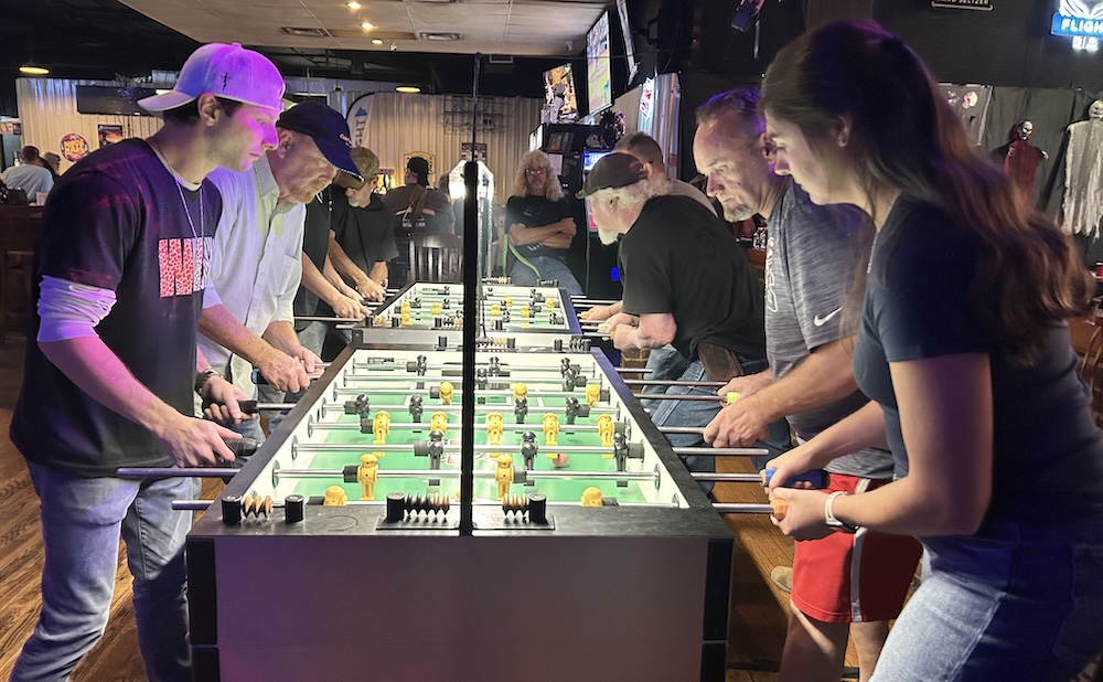 Shown are players competing during 